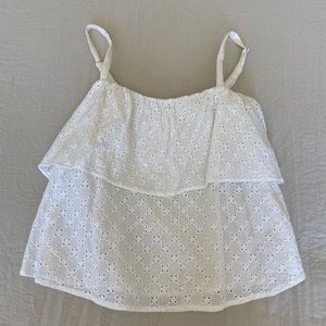 Ivy and Main Lace Ruffle Crop Tank Top